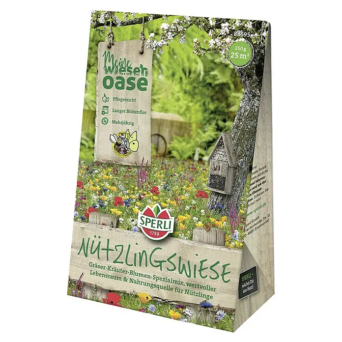 Wildblumensamen Nützlingswiese - 25 m² - Sperli Nützlingswiese: Eine spezielle Mischung für Gräser, Kräuter und Blumen, die einen wertvollen Lebensraum bietet.