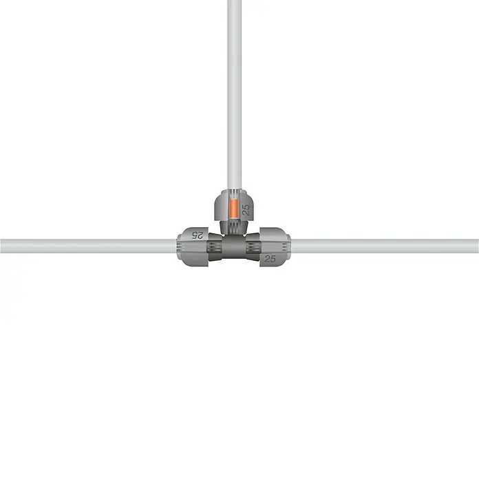 Gardena Sprinklersystem T-Stück - Durchmesser: 25 mm - Ein T-Stück Verbinder für Schläuche. Ideal für die Verbindung von drei Schläuchen in einem System. Das T-Stück ist mit "25" markiert.