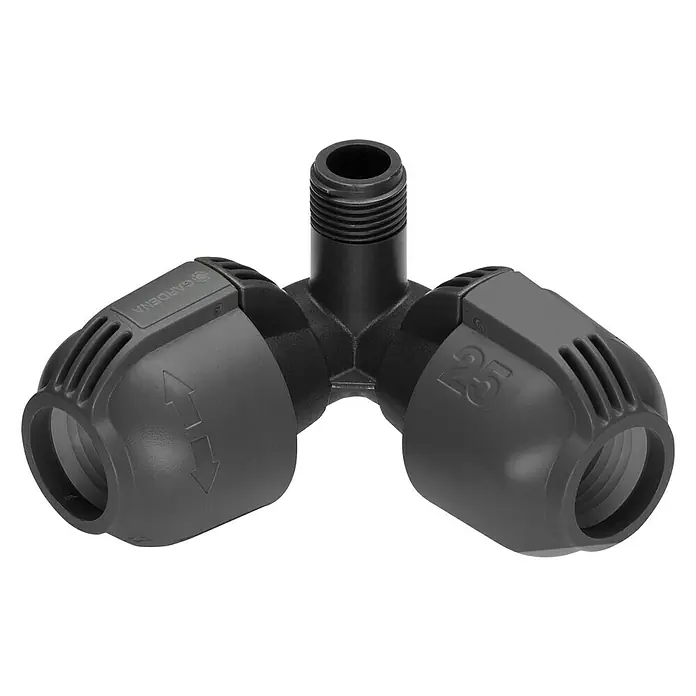 Gardena Sprinklersystem Winkelstück - Durchmesser: 25 mm, Größe Anschluss: ½″ - Gardena Micro-Drip-System Verteilerstück: Präzise Bewässerung mit diesem T-Stück für eine effiziente Gartenbewässerung.