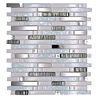 Mozaik pločica Crystal Mix (29,8 x 33,8 cm, Bijele boje, Sjaj)