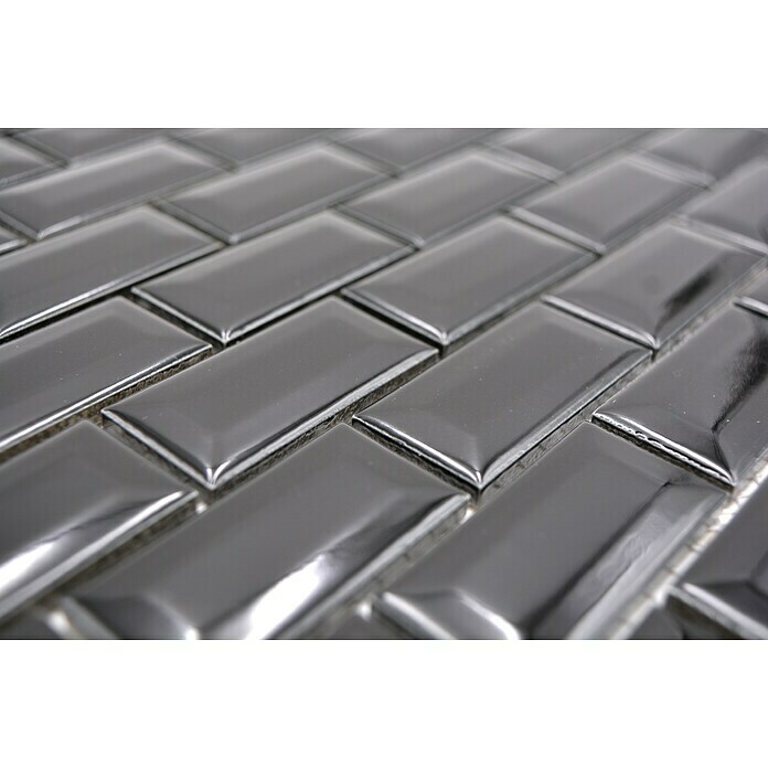 Mozaik pločica Brick Bond Diamond CBB 108  (30 x 30 cm, Crne boje, Sjaj) | BAUHAUS