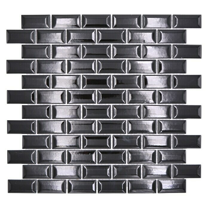 Mozaik pločica Brick Bond Diamond CBB 108  (30 x 30 cm, Crne boje, Sjaj) | BAUHAUS