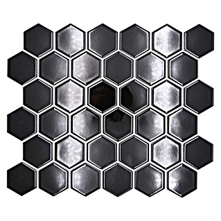 Mozaik pločica Hexagon Uni HX 090 (32,5 x 28,1 cm, Crne boje, Sjaj)