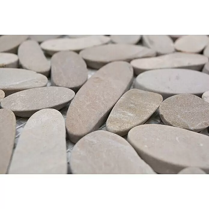 Mosaikfliese Kiesel Uni XKS IN10 - 30,5 x 30,5 cm, Beige, Matt - Detailaufnahme