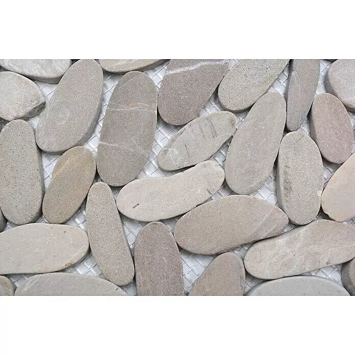 Mosaikfliese Kiesel Uni XKS IN10 - 30,5 x 30,5 cm, Beige, Matt - Detailaufnahme