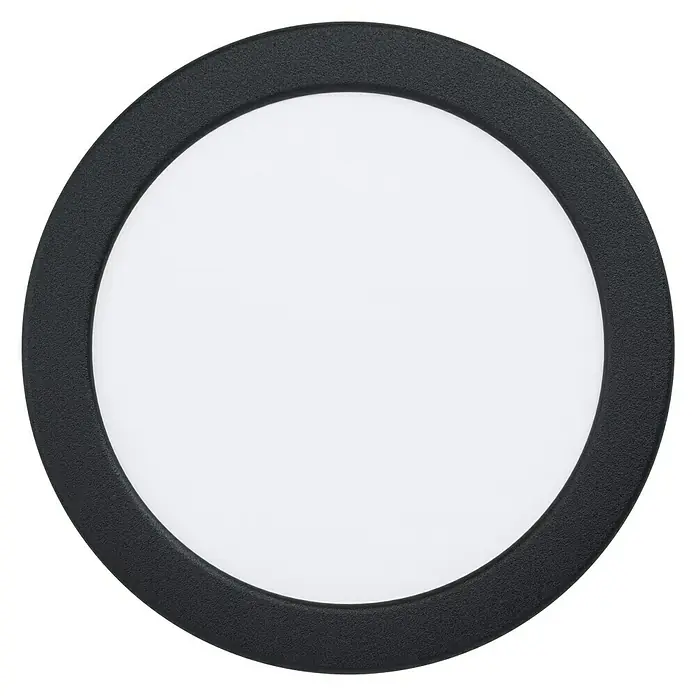 Eglo Fueva 5 LED-Einbauspot - 10,5 W, Warmweiß, Schwarz, Ø x H: 16,6 x 2,6 cm - Kreisförmige Deckenleuchte mit schwarzem Rand und weißem Diffusor für eine moderne und elegante Beleuchtungslösung.