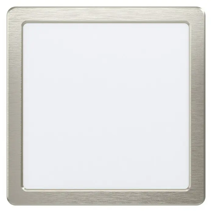 Eglo Fueva 5 LED-Einbauleuchte - 17 W, L x B x H: 21,6 x 21,6 x 2,6 cm, Nickel matt - Quadratische LED-Panel-Deckenleuchte mit gebürstetem Metalleffektrahmen und hellem, gleichmäßigem Licht für moderne Innenräume.