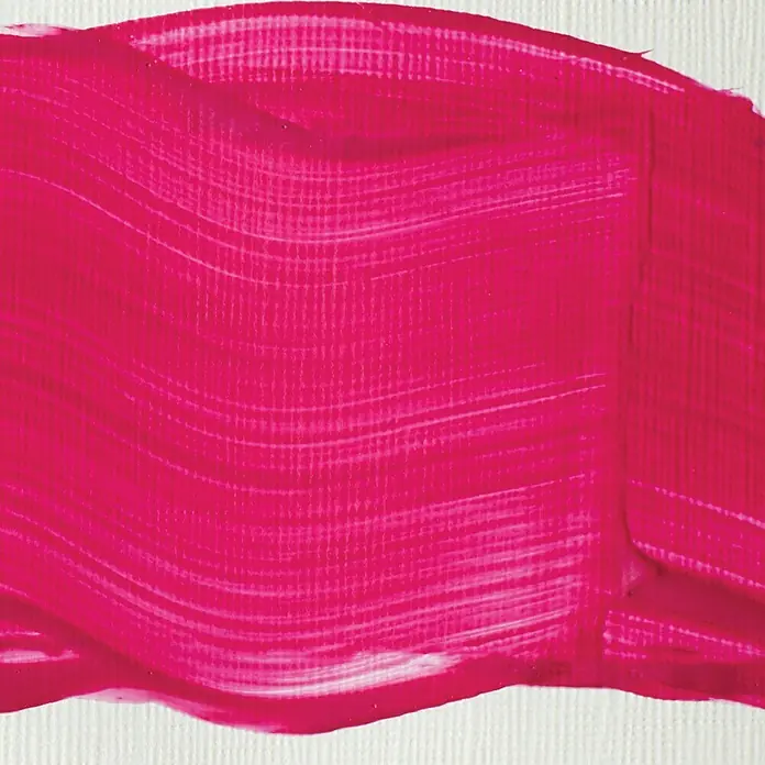 Liquitex Basics Flüssigmedium Matt - Transparent, 250 ml, Matt - Nahaufnahme eines Pinselstrichs in leuchtendem Pink auf einer strukturierten Oberfläche, der die Textur der Farbe und des Untergrunds hervorhebt.