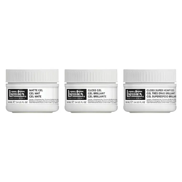 Liquitex Professional Malmittel-Set - 3 Stk., 100 ml, Transparent - Drei Liquitex Professional Gel-Mediums: Matt, Glänzend und Super Heavy Gloss. Für professionelle künstlerische Anwendungen.
