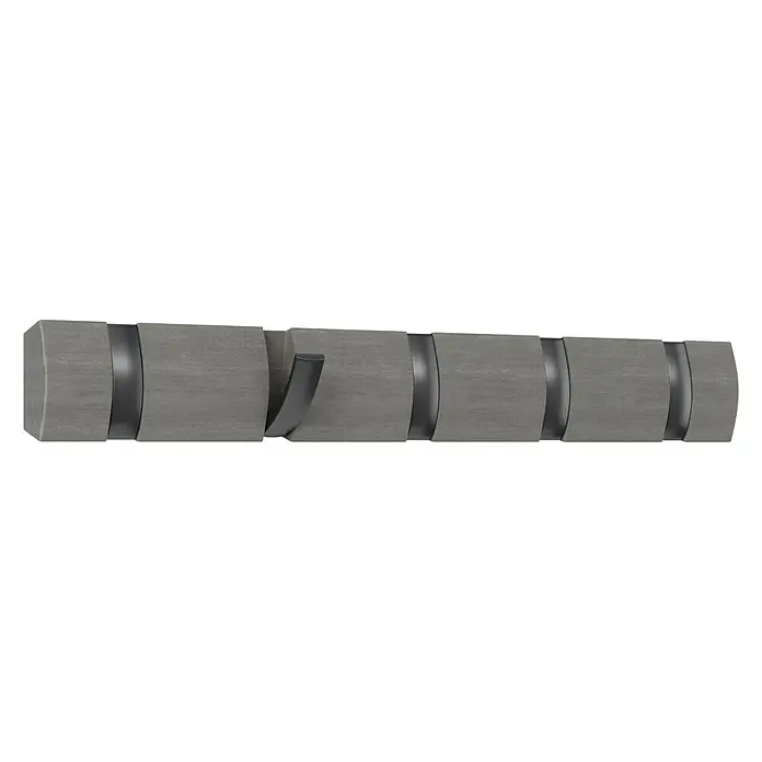 Umbra Garderobenleiste Flip - L x B x H: 6,4 x 50,8 x 3,2 cm, Anzahl Haken: 5 Stk., Grau, Zinn - Die Wandgarderobe mit fünf Haken bietet eine stilvolle und praktische Aufbewahrungslösung für Jacken und Accessoires.