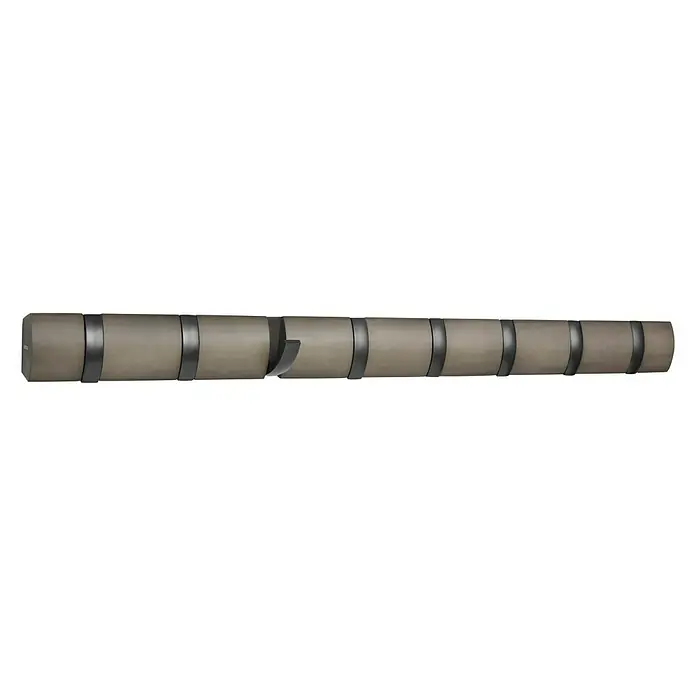 Umbra Garderobenleiste Flip - L x B x H: 6,4 x 81,3 x 3,2 cm, Anzahl Haken: 8 Stk., Grau, Zinn - Eine ausziehbare Wandgarderobe mit mehreren Haken, ideal für zusätzlichen Stauraum in Flur oder Schlafzimmer.