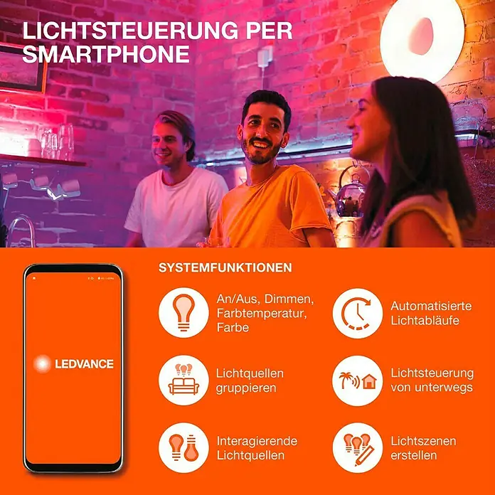 Ledvance Smart+ WiFi LED-Panel Planon Frameless - 16 W, L x B x H: 400 x 100 x 65 mm, Weiß - Intelligente Lichtsteuerung per Smartphone: Systemfunktionen wie An/Aus, Dimmen, Farbtemperatur und automatisierte Lichtabläufe.