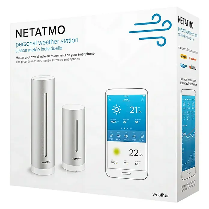 Netatmo Estación meteorológica inalámbrica - Plateado - El paquete de inicio de la estación meteorológica Netatmo, diseñado para mediciones climáticas precisas y compatible con tu smartphone.