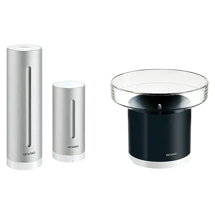 Netatmo Pluviómetro - Funciona con pilas, Diámetro: 13 cm, Negro - Estación meteorológica Netatmo con sensores interiores y exteriores y pluviómetro para la recogida precisa de datos meteorológicos.