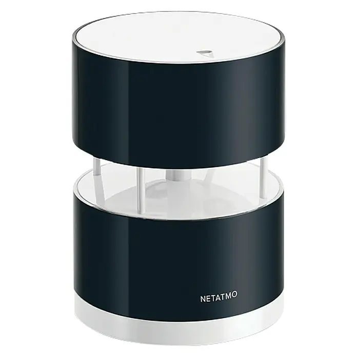 Netatmo Anemómetro - Funciona con pilas, Diámetro: 8,5 cm, Negro - El pluviómetro Netatmo con un diseño moderno, que ofrece mediciones precisas y se integra perfectamente en cualquier entorno.