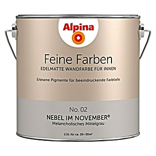 Alpina Wandfarbe Feine Farben (2,5 l, Nebel im November, No. 02 - Melancholisches Mittelgrau, Matt, Konservierungsmittelfrei)
