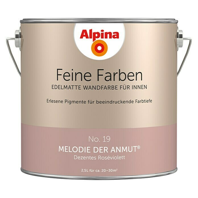Alpina Wandfarbe Feine Farben (2,5 l, Melodie der Anmut, No. 19 - Dezentes Roséviolett, Matt)