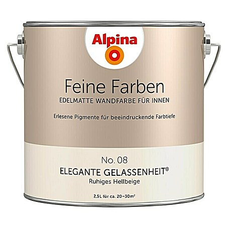Alpina Wandfarbe Feine Farben (2,5 l, Elegante Gelassenheit, No. 08 - Ruhiges Hellbeige, Matt, Konservierungsmittelfrei)