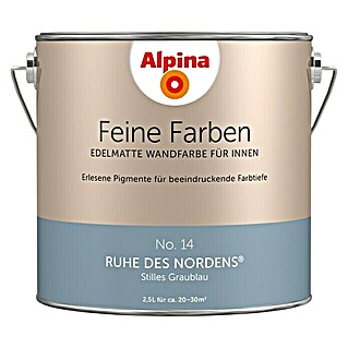 Alpina Wandfarbe Feine Farben (2,5 l, Ruhe des Nordens, No. 14 - Stilles Graublau, Matt)