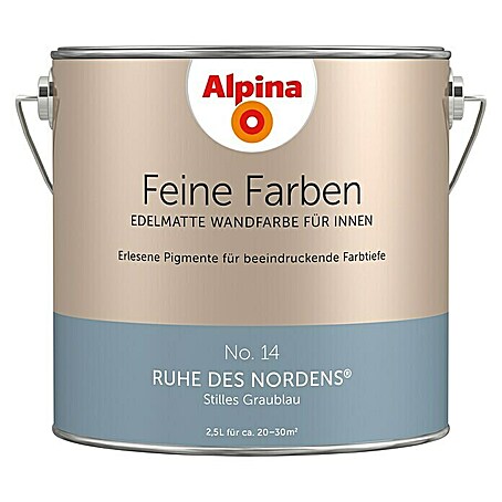 Alpina Wandfarbe Feine Farben (2,5 l, Ruhe des Nordens, No. 14 - Stilles Graublau, Matt, Konservierungsmittelfrei)