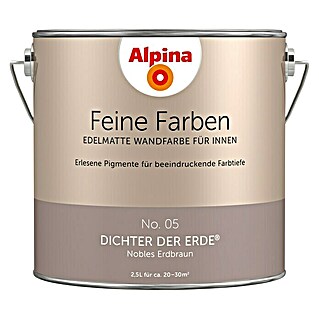 Alpina Wandfarbe Feine Farben (2,5 l, Dichter der Erde, No. 05 - Nobles Erdbraun, Matt)