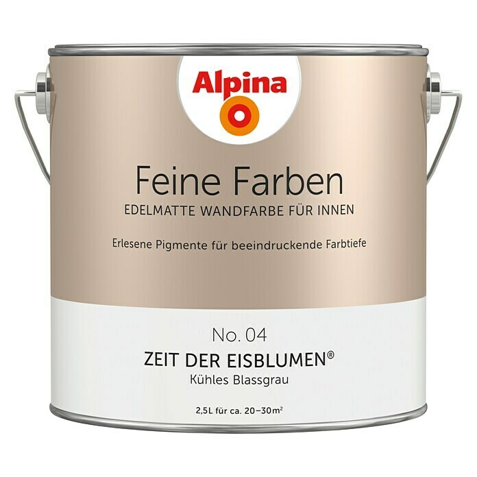 Alpina Wandfarbe Feine Farben (2,5 l, Zeit der Eisblumen, No. 04 - Kühles Blassgrau, Matt)