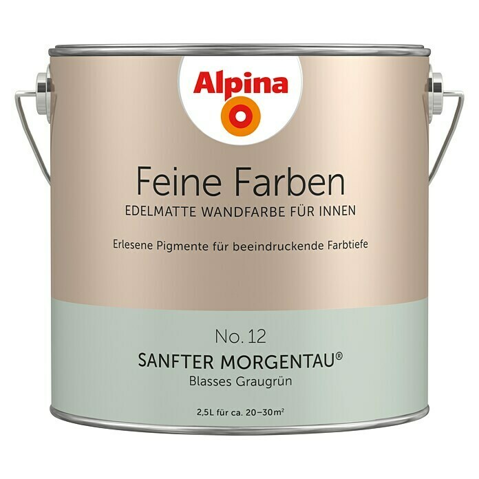 Alpina Wandfarbe Feine Farben (2,5 l, Sanfter Morgentau, No. 12 - Blasses Graugrün, Matt)