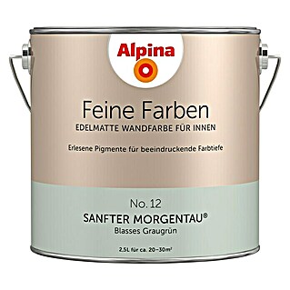 Alpina Wandfarbe Feine Farben (2,5 l, Sanfter Morgentau, No. 12 - Blasses Graugrün, Matt, Konservierungsmittelfrei)
