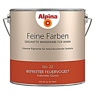 Alpina Wandfarbe Feine Farben (2,5 l, Befreiter Feuervogel, No. 22 - Kraftvolles Glutrot, Matt)