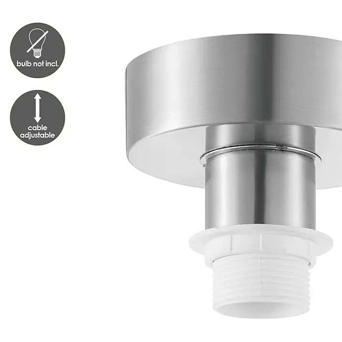 Home Sweet Home Deckenleuchte Dot - 60 W, Stahl matt, E27 - Nahaufnahme einer Deckenleuchte aus Metall, das Leuchtmittel ist nicht inklusive, aber das Kabel ist verstellbar.