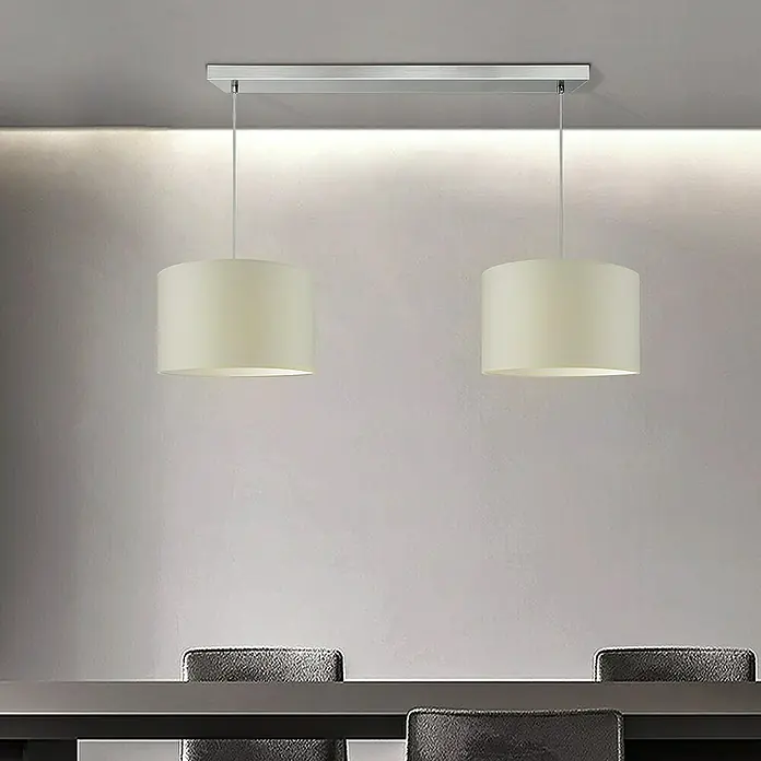 Home Sweet Home Pendelleuchte Beam 2s - L x H: 55 x 99 cm, Chrom matt, Anzahl Leuchtmittel: 2 Stk. - Elegante Pendelleuchte mit zwei Lampenschirmen für stilvolle Beleuchtung im Essbereich.