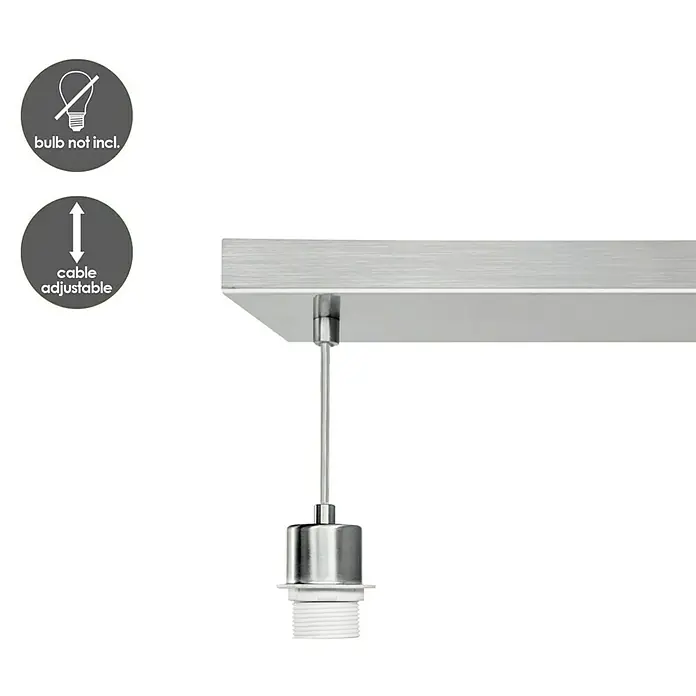 Home Sweet Home Pendelleuchte Beam 2s - L x H: 55 x 99 cm, Chrom matt, Anzahl Leuchtmittel: 2 Stk. - Silberne Pendelleuchte mit Kabeleinstellung und ohne Leuchtmittel für moderne Innenräume.