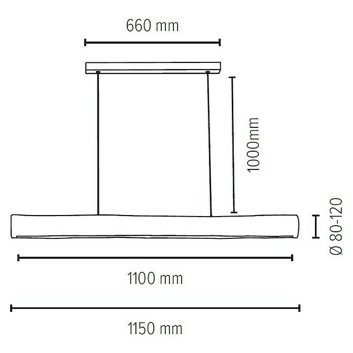 Spotlight LED-Pendelleuchte Lukas (33 W, Braun/Gebeizte Kiefer, 115 cm) | BAUHAUS