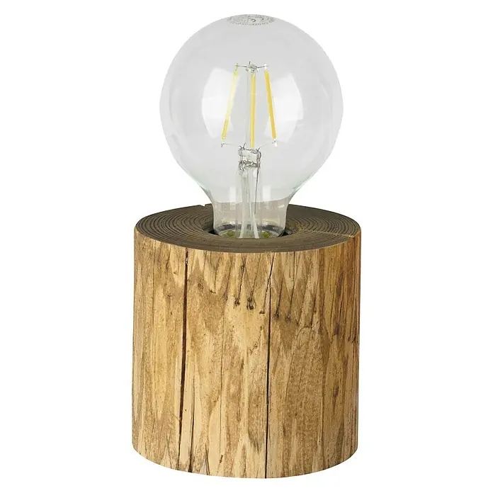 Spotlight Deko-Tischleuchte Trabo Table - 25 W, Braun, E27 - Diese Tischleuchte besticht durch ihren Holzsockel und die klare Glühbirne. Ein rustikaler Hingucker mit modernem Touch für gemütliches Licht.