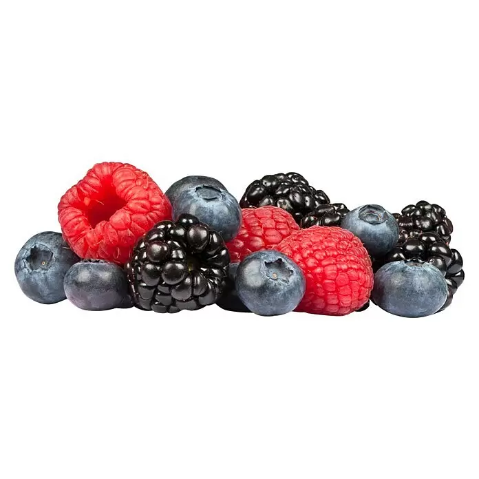 Piardino Obstpflanzen-Mix - Beerenobst verschiedene Sorten, Topfvolumen: 2 l - Ein bunter Mix aus roten Himbeeren, blauen Heidelbeeren und schwarzen Brombeeren.