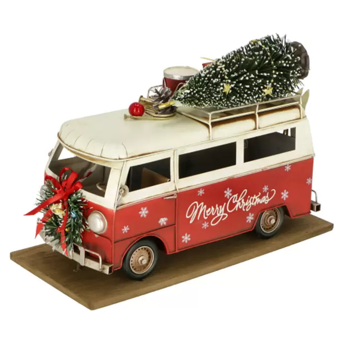 Dekofigur Weihnachtsbus - L x B x H: 39 x 18 x 27 cm, Metall, X-Mas