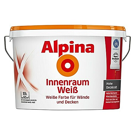 Alpina Wandfarbe Innenraumweiß (Weiß, 10 l, Matt, Konservierungsmittelfrei)