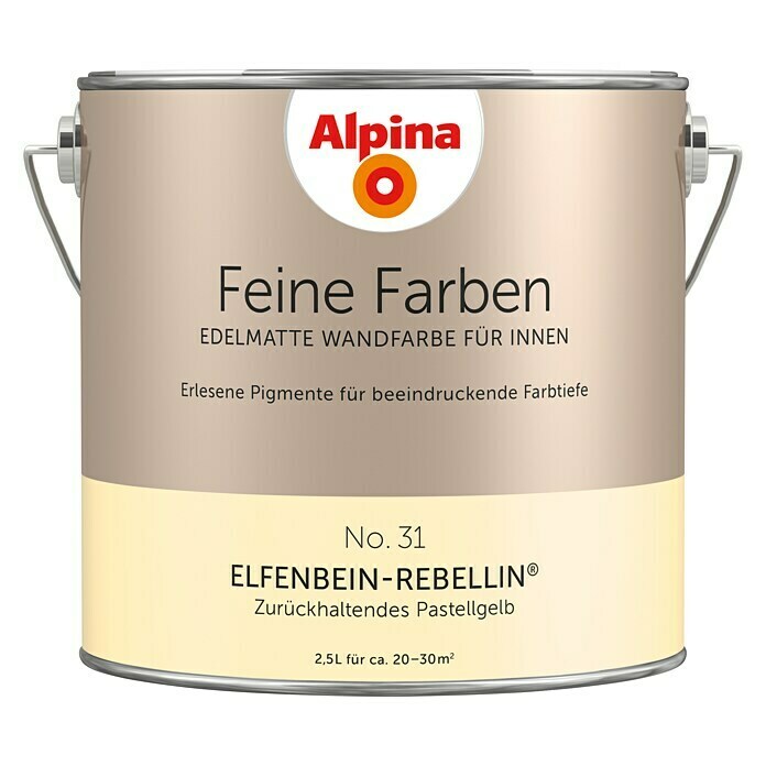Alpina Wandfarbe Elfenbein Rebellin (2,5 l, Elfenbein Rebellin, No. 31 - Zurückhaltendes Pastellgelb, Matt)