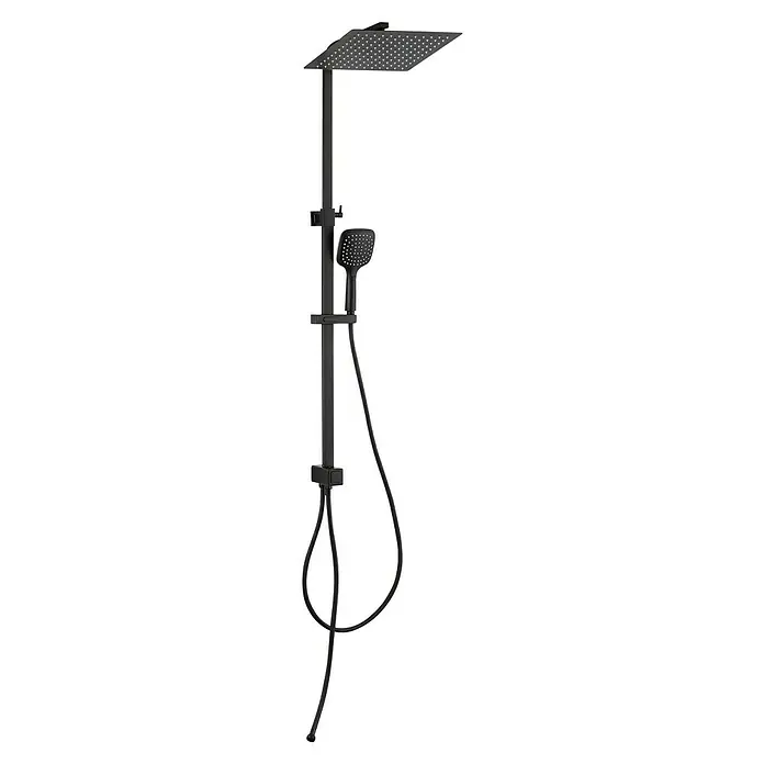 Camargue Duschsystem Manhattan - Lochabstand: 70 cm, Anzahl Strahlarten: 3 Stk., Schwarz - Schwarze Duscharmatur mit Kopf- und Handbrause für ein modernes Badezimmerdesign. Elegantes Duscherlebnis.