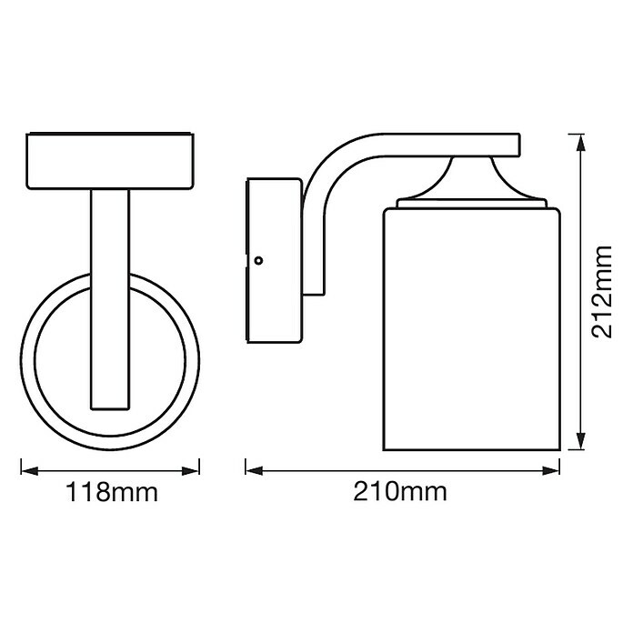 Ledvance LED-Außenwandleuchte (210 x 11,8 x 21,2 cm, Aluminum, IP43) | BAUHAUS