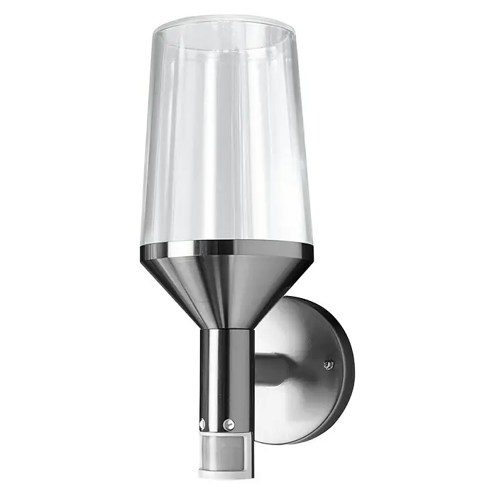 Ledvance LED-Außenwandleuchte - 161 x 12 x 305 cm, Edelstahl, IP44, Mit Sensor - Elegante Wandleuchte mit Bewegungsmelder. Das moderne Design mit klarem Glas und Edelstahl passt perfekt in jeden Außenbereich.