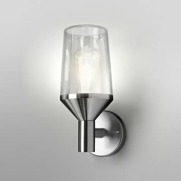 Ledvance LED-Außenwandleuchte - 161 x 12 x 290 cm, Edelstahl, IP44, Ohne Sensor - Wandleuchte mit zylindrischem Klarglasschirm und gebürsteter Metallhalterung.