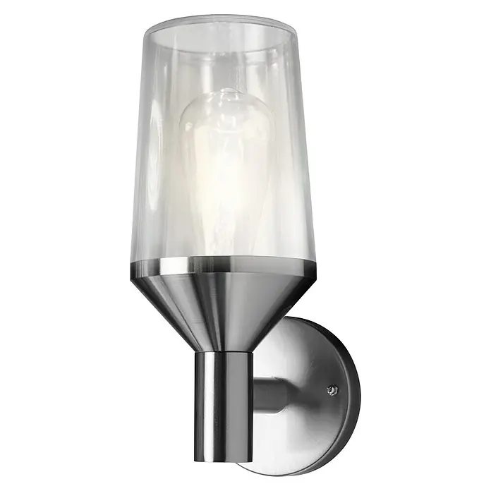 Ledvance LED-Außenwandleuchte - 161 x 12 x 290 cm, Edelstahl, IP44, Ohne Sensor - Moderne Wandleuchte mit klarem Glasschirm und silberner Metallhalterung, ideal für stilvolle Innenräume.
