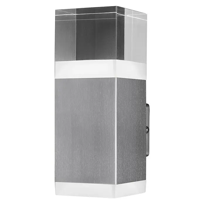 Ledvance LED-Außenwandleuchte - 9 W, 10,5 x 8 x 21,5 cm, Stahl, IP44 - Moderne Wandleuchte mit einem Gehäuse aus gebürstetem Stahl und einem klaren Acrylglasdiffusor für eine stilvolle Beleuchtung im Innen- und Außenbereich.