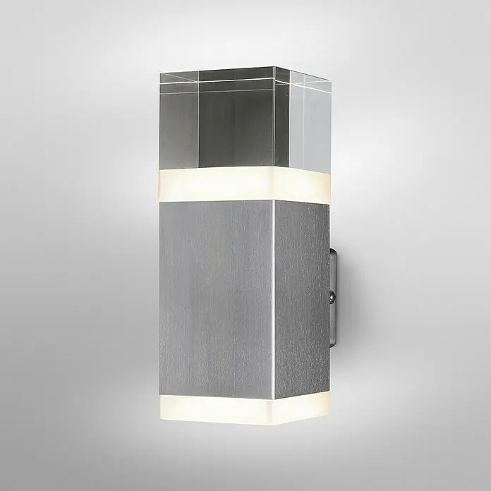 Ledvance LED-Außenwandleuchte - 9 W, 10,5 x 8 x 21,5 cm, Stahl, IP44 - Wandleuchte mit quadratischem Design.