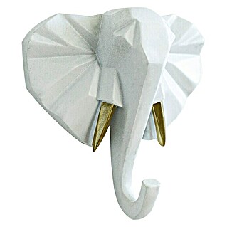 Garderobenhaken Elefant (L x B x H: 10,6 x 4 x 10,8 cm, Weiß)