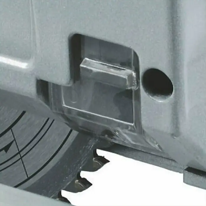 Einhell Expert Tauchsäge TE-PS 165 - 1.200 W, Leerlaufdrehzahl: 5.200 U/min - Nahaufnahme einer Kreissäge mit Schutzvorrichtung, die Sicherheit und Präzision beim Schneiden gewährleistet.\n