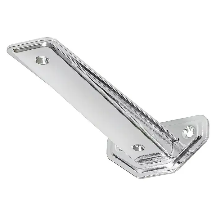 Stabilit Soporte de estanterías 3F - 190 x 38 x 2,5 mm, Carga soportada: 65 kg, Plateado - Soporte de pasamanos metálico cromado brillante con placa de montaje rectangular y soporte en ángulo.