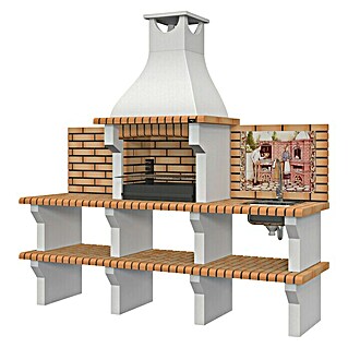 Barbacoa de obra Silves con mesa lateral y fregadero (Superficie parrilla: 60 x 38 cm, Hormigón)