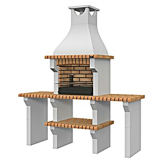 Barbacoa de obra Silves con 2 mesas laterales (Superficie parrilla: 60 x 38 cm, Hormigón)